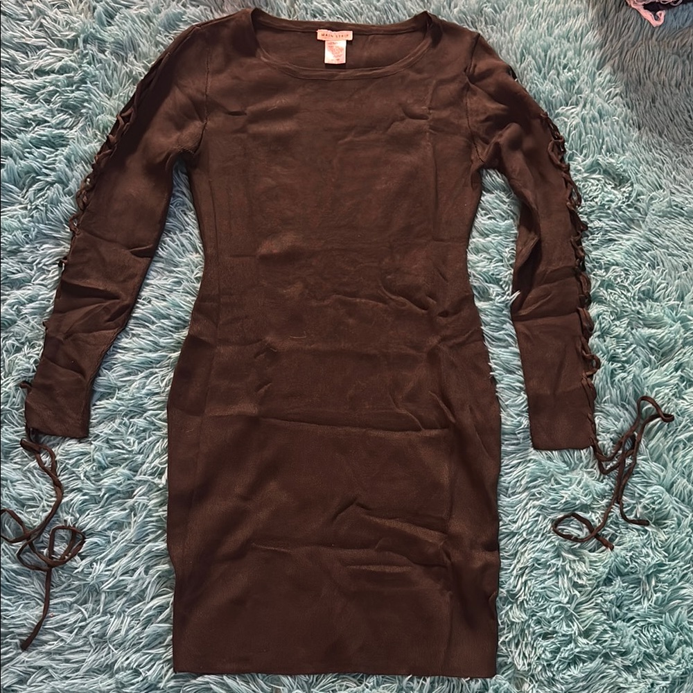 Lace-Up Sleeve Dress